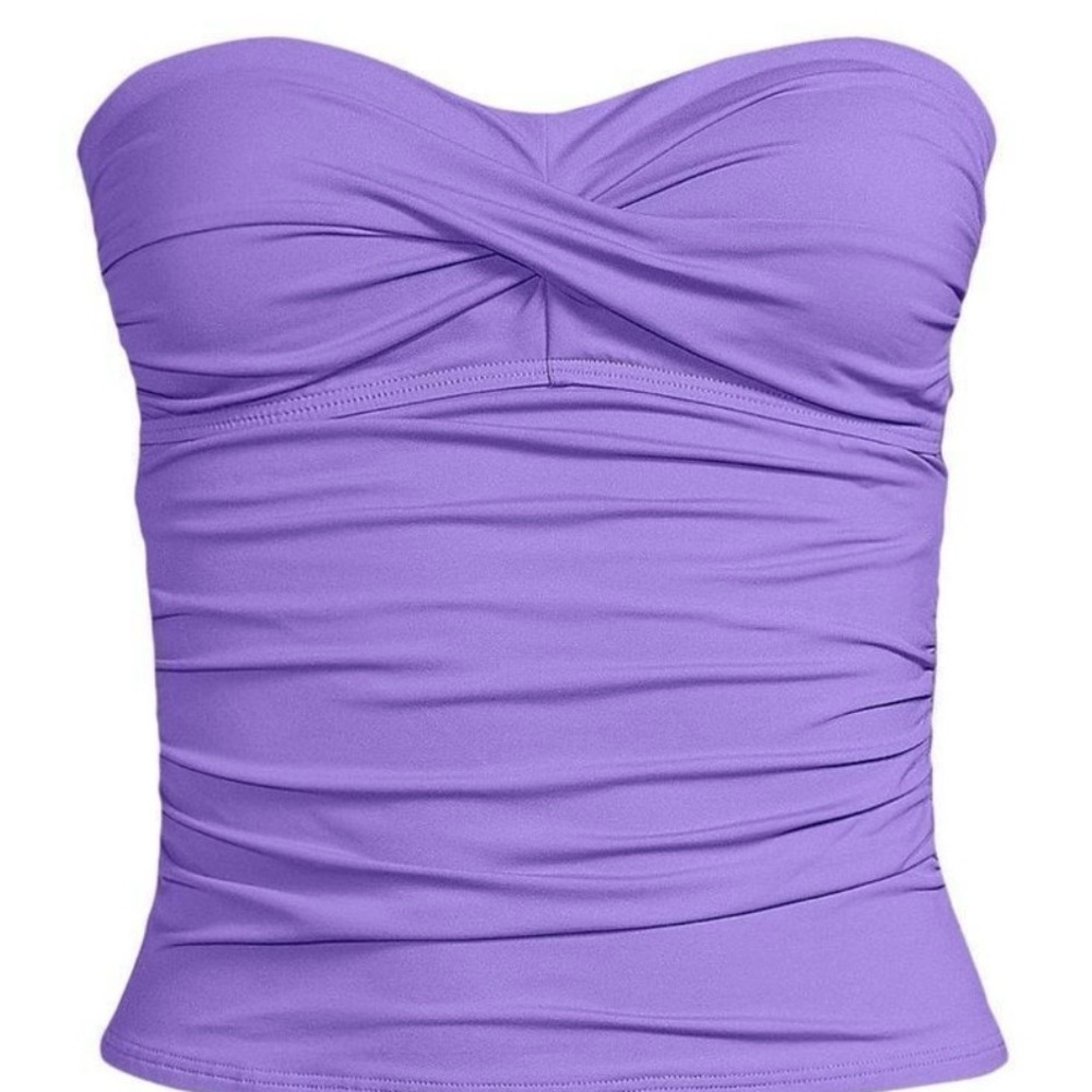 Lands' End Lilac Strapless Ruched Swim Tankini Top